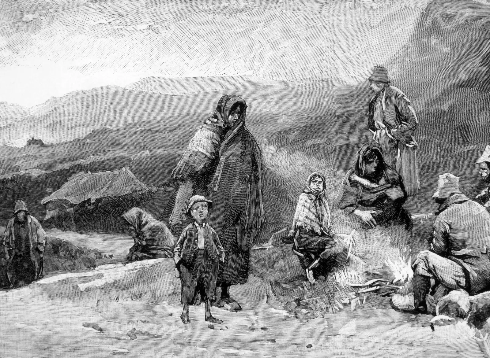 Irish peasants starving during the Potato Famine (1845- 1849), 1846